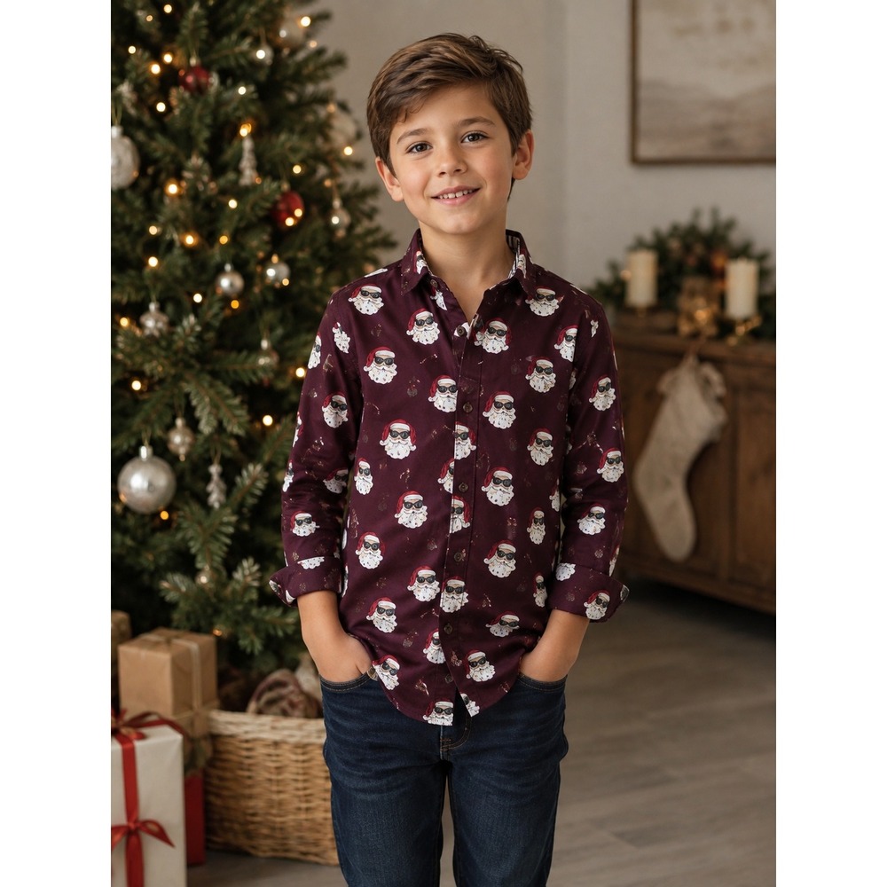 Denim & Flower Ricky Singh Boys SZ 8 Santa Shirt ugly sweater Christmas party